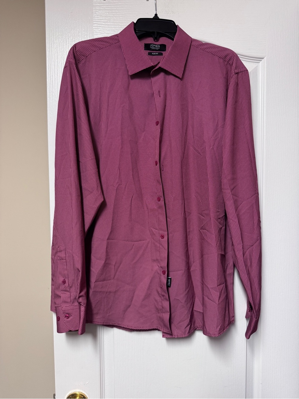 Jones New York Slim Fit Men's Button-Up in Deep Berry Microdot